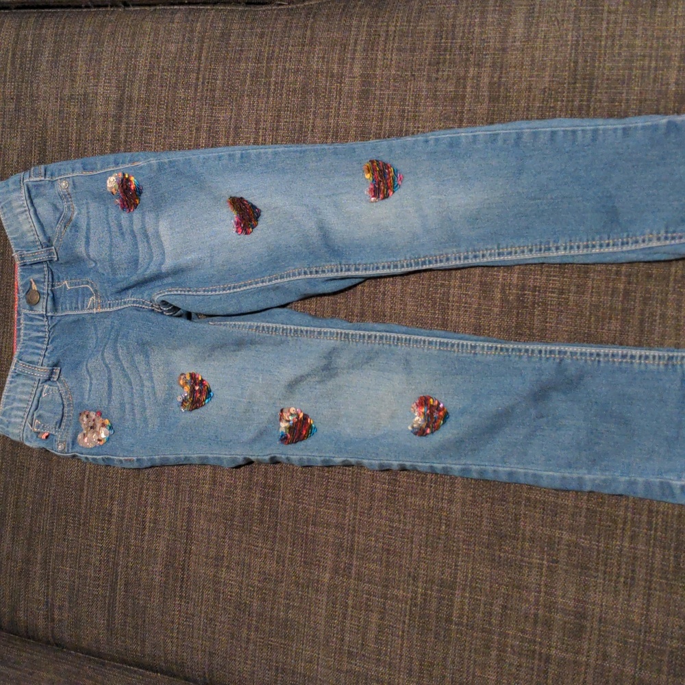 Girls jeans sequent flip heart designs